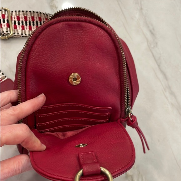 Urban Originals by Anthropologie- Red Crossbody Sling Bag with Chevron Strap - Picture 4 of 7